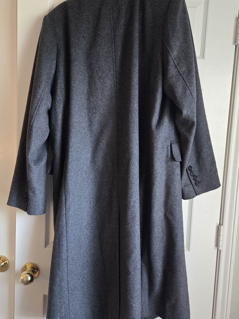 Quince Charcoal Gray Double-Breasted Wool Trench Coat - Picture 2 of 8
